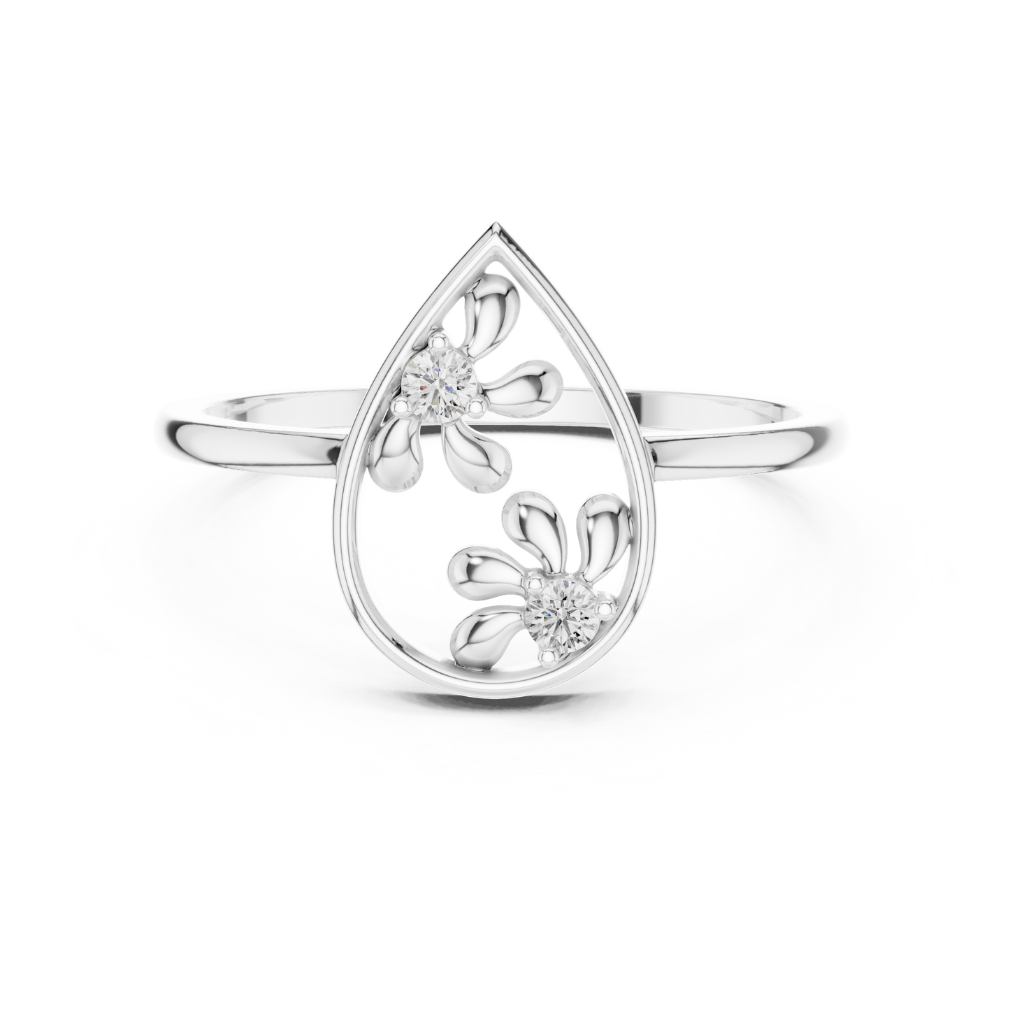 Lab Grown Diamond Double Blossom Teardrop Ring