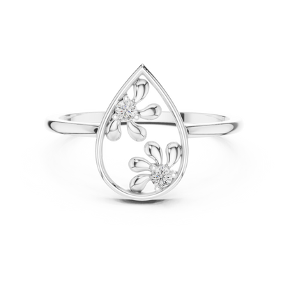 Lab Grown Diamond Double Blossom Teardrop Ring