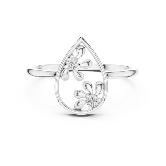 Lab Grown Diamond Double Blossom Teardrop Ring