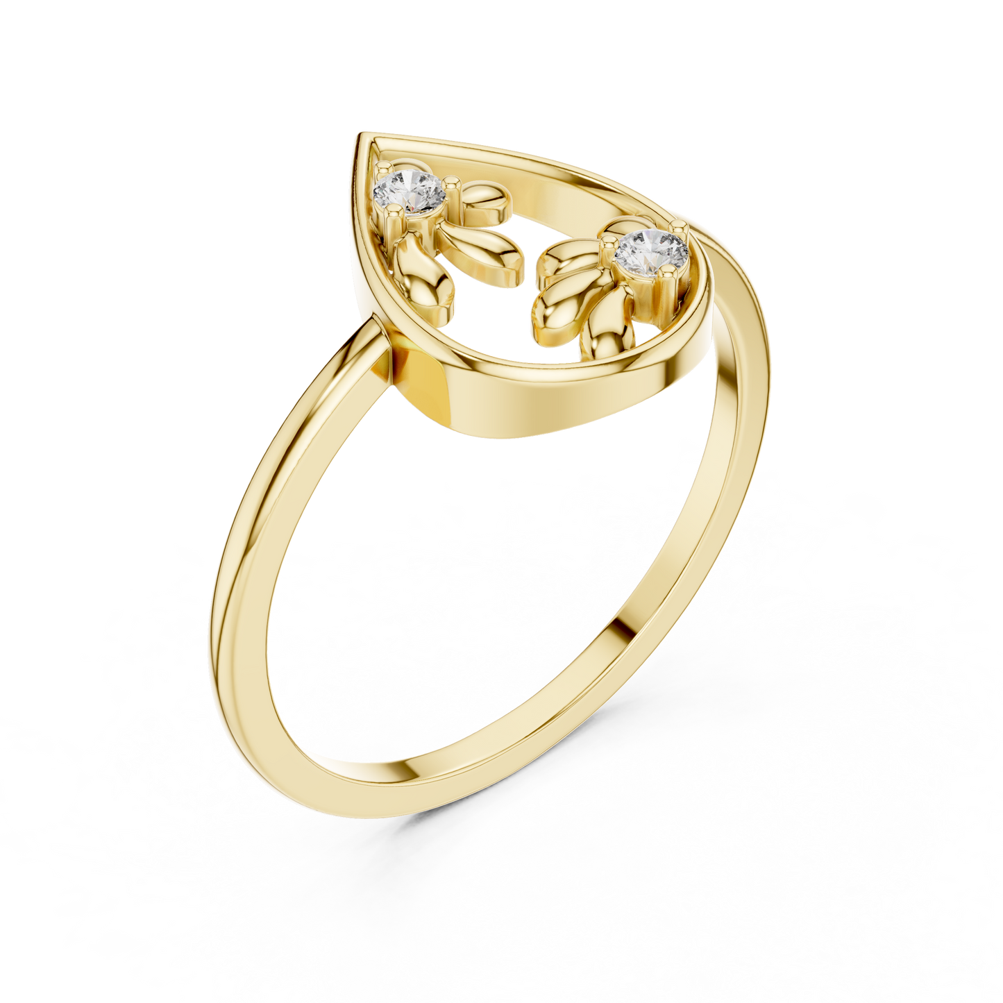 Lab Grown Diamond Double Blossom Teardrop Ring
