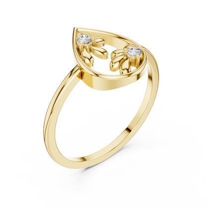 Lab Grown Diamond Double Blossom Teardrop Ring