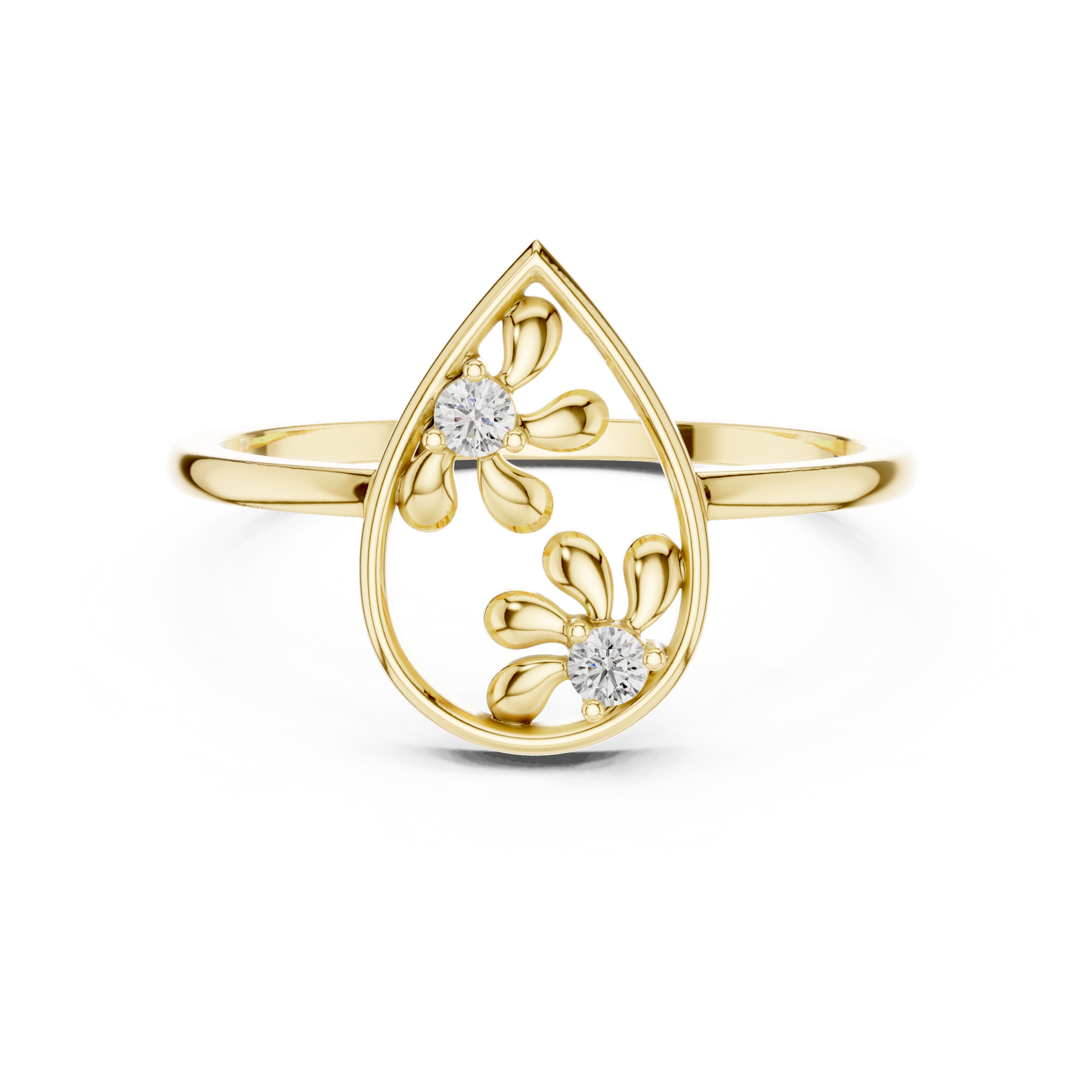 Lab Grown Diamond Double Blossom Teardrop Ring