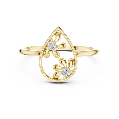 Lab Grown Diamond Double Blossom Teardrop Ring