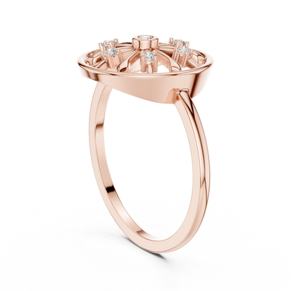 Round Lab Grown Diamond Wheel Ring in Rose Gold