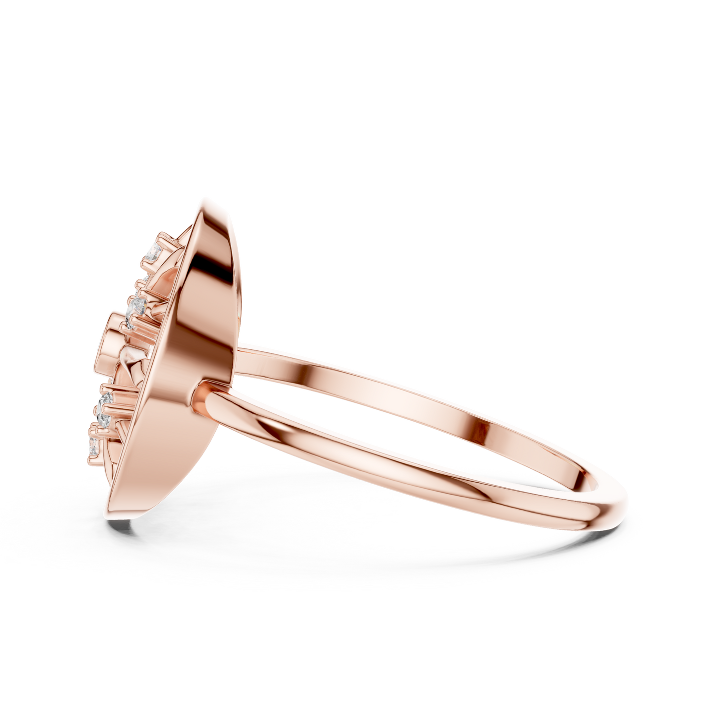 Round Lab Grown Diamond Wheel Ring in Rose Gold