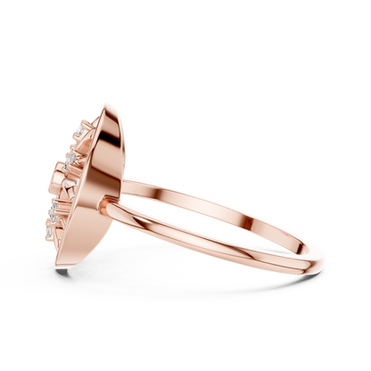 Round Lab Grown Diamond Wheel Ring in Rose Gold