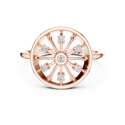 Round Lab Grown Diamond Wheel Ring in Rose Gold