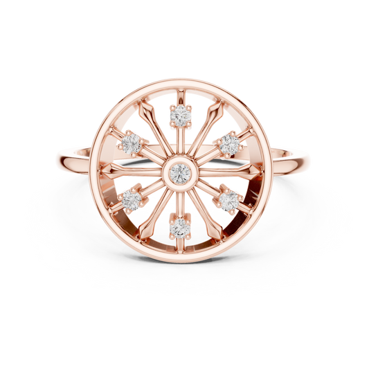 Round Lab Grown Diamond Wheel Ring in Rose Gold