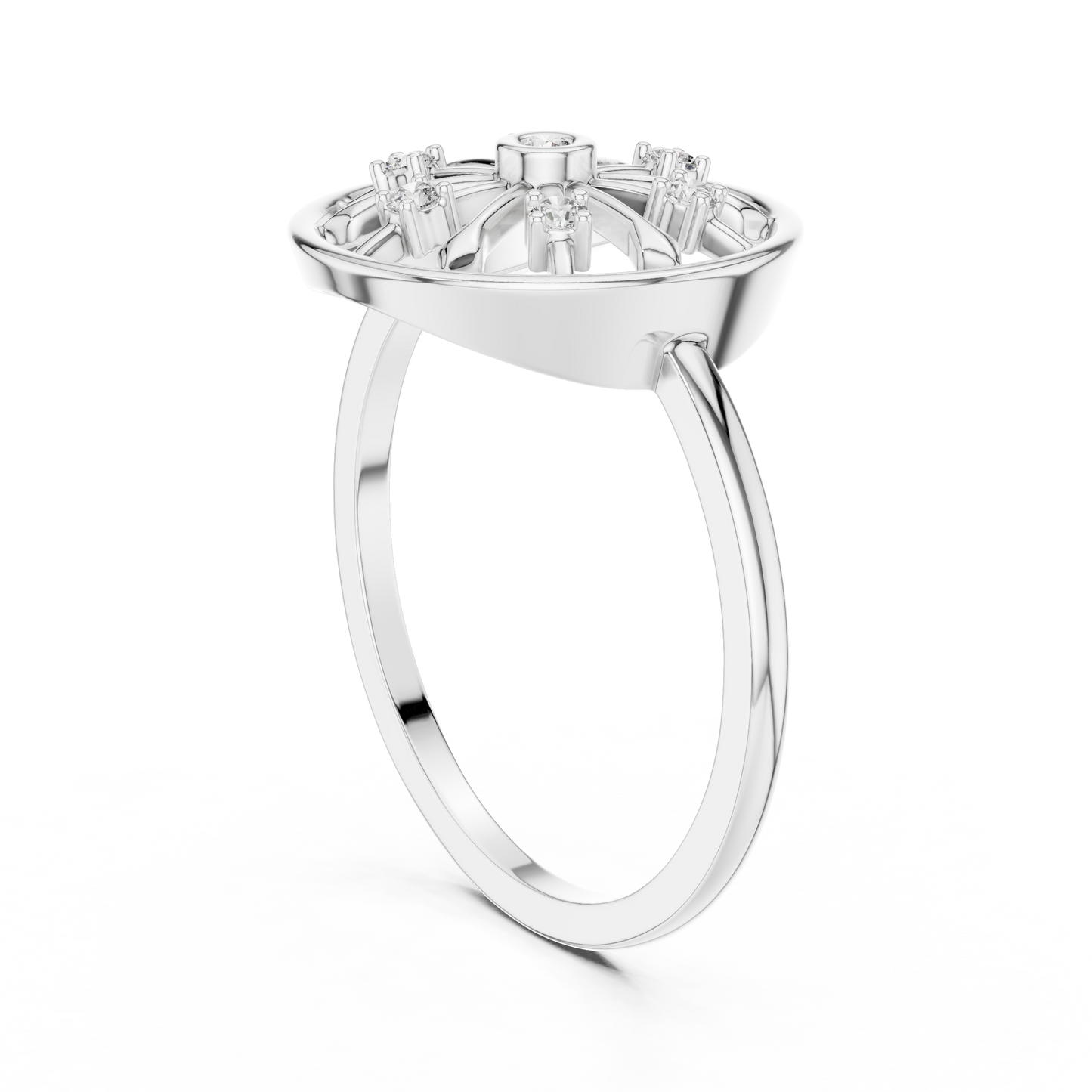 Round Lab Grown Diamond Wheel Ring in Rose Gold