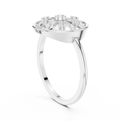 Round Lab Grown Diamond Wheel Ring in Rose Gold