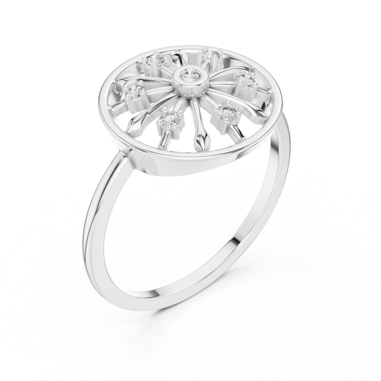 Round Lab Grown Diamond Wheel Ring in Rose Gold