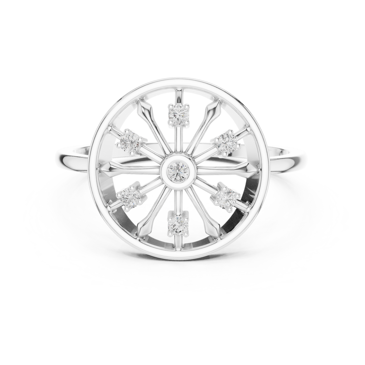 Round Lab Grown Diamond Wheel Ring in Rose Gold