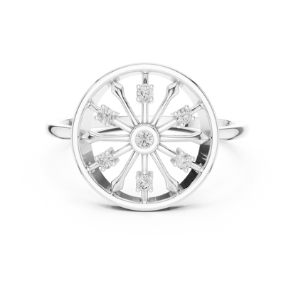 Round Lab Grown Diamond Wheel Ring in Rose Gold