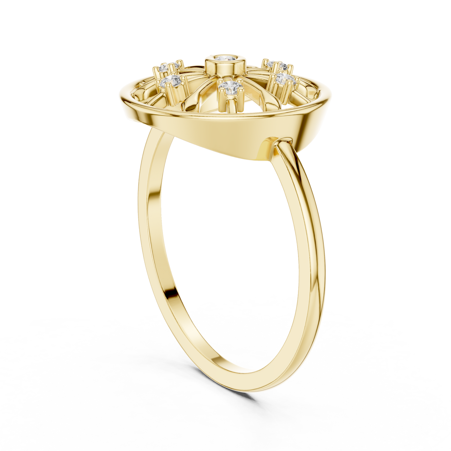Round Lab Grown Diamond Wheel Ring in Rose Gold