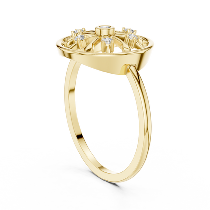 Round Lab Grown Diamond Wheel Ring in Rose Gold