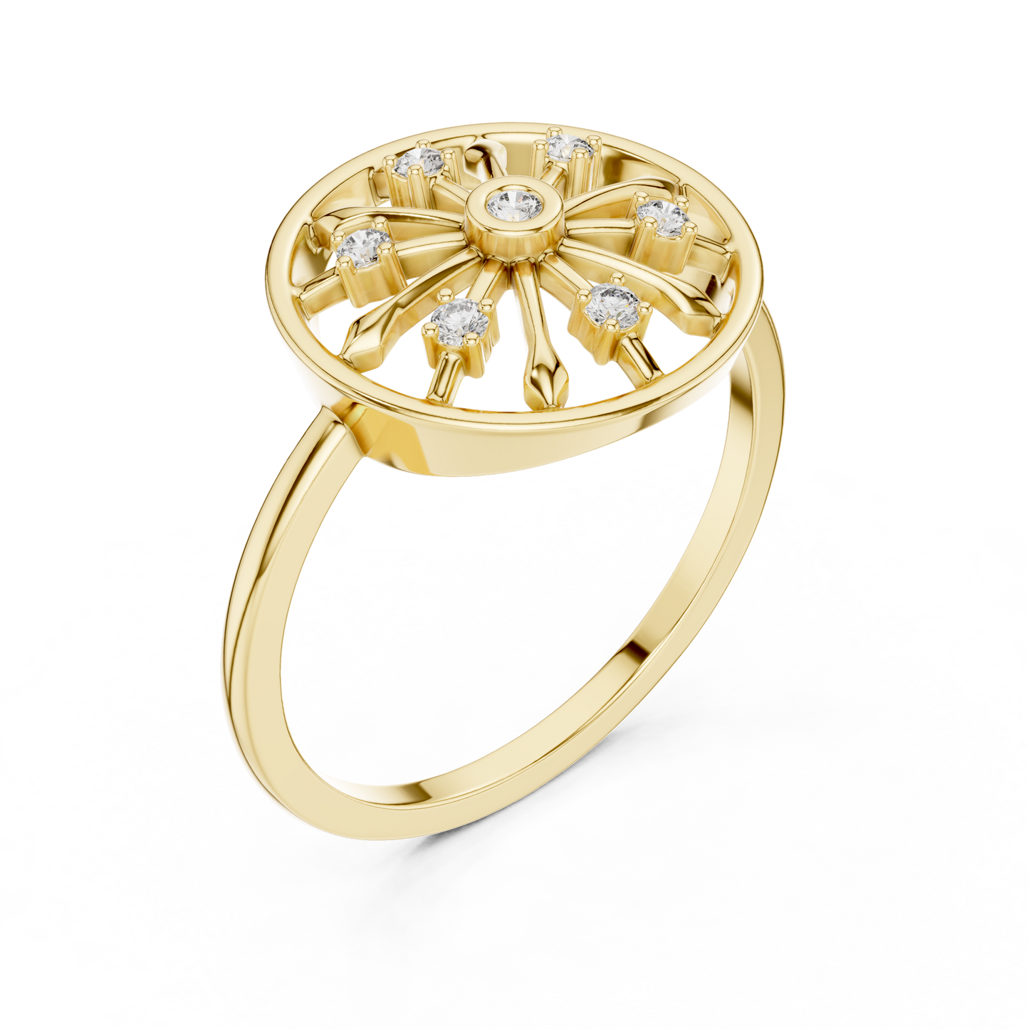 Round Lab Grown Diamond Wheel Ring in Rose Gold