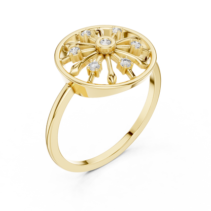 Round Lab Grown Diamond Wheel Ring in Rose Gold