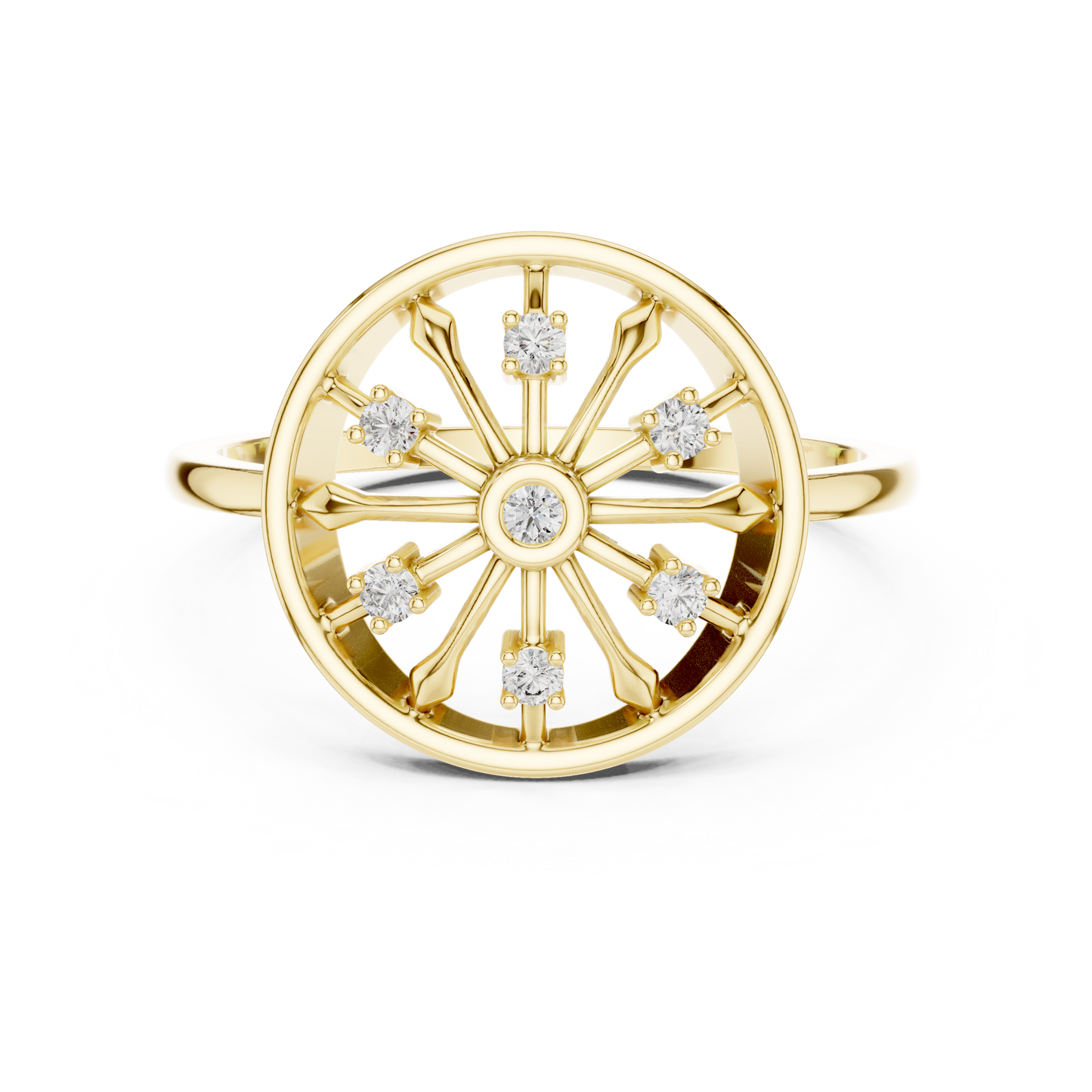 Round Lab Grown Diamond Wheel Ring in Rose Gold