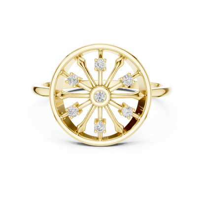 Round Lab Grown Diamond Wheel Ring in Rose Gold
