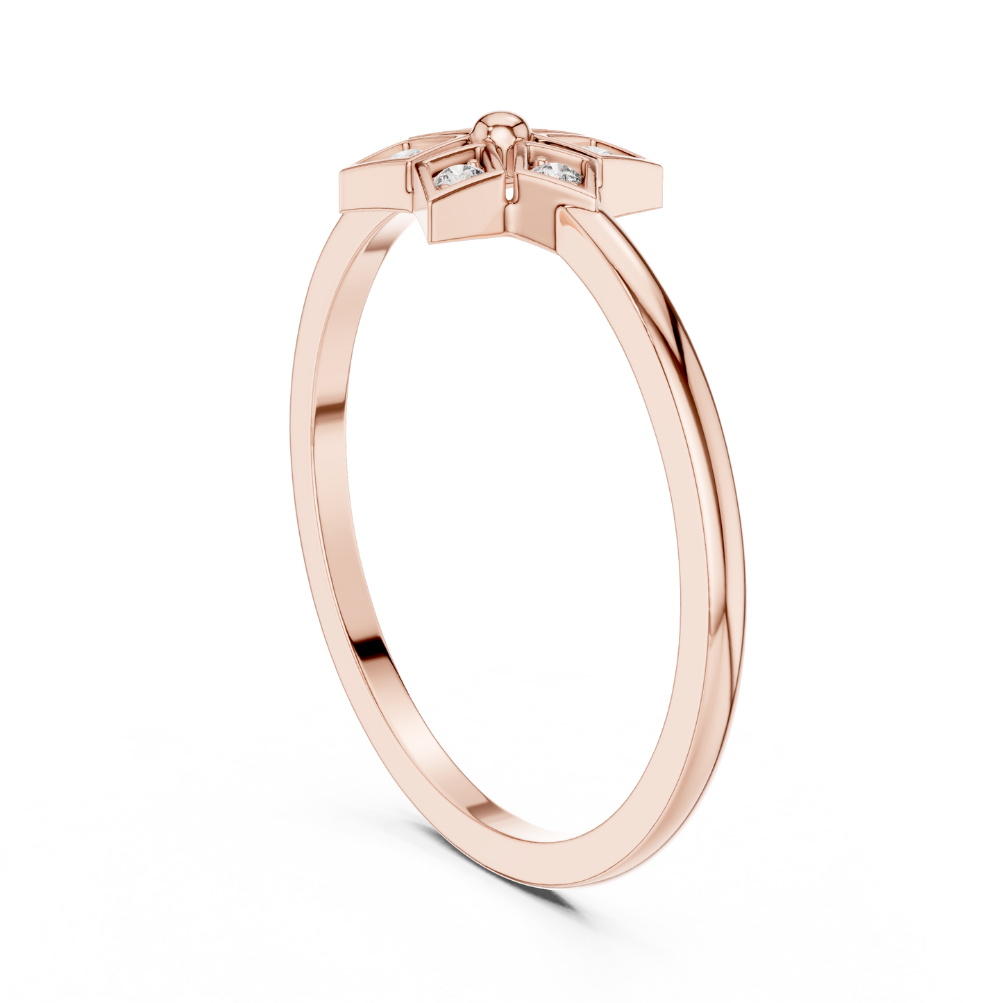 Round Lab Grown Diamond Hexagon Flower Ring
