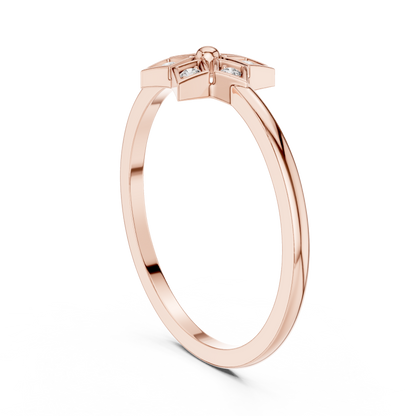 Round Lab Grown Diamond Hexagon Flower Ring
