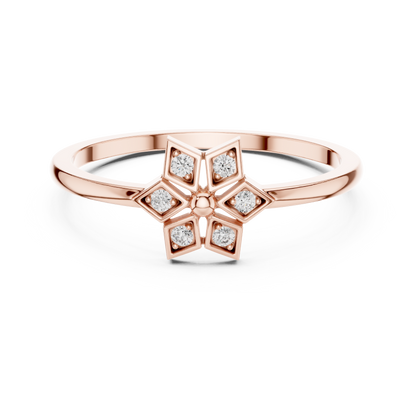 Round Lab Grown Diamond Hexagon Flower Ring