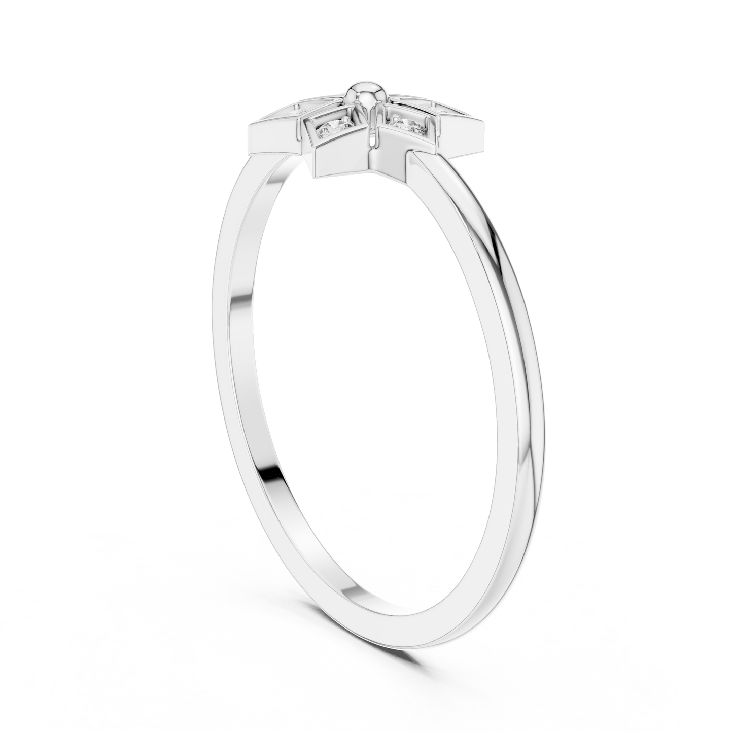 Round Lab Grown Diamond Hexagon Flower Ring