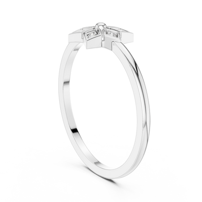 Round Lab Grown Diamond Hexagon Flower Ring