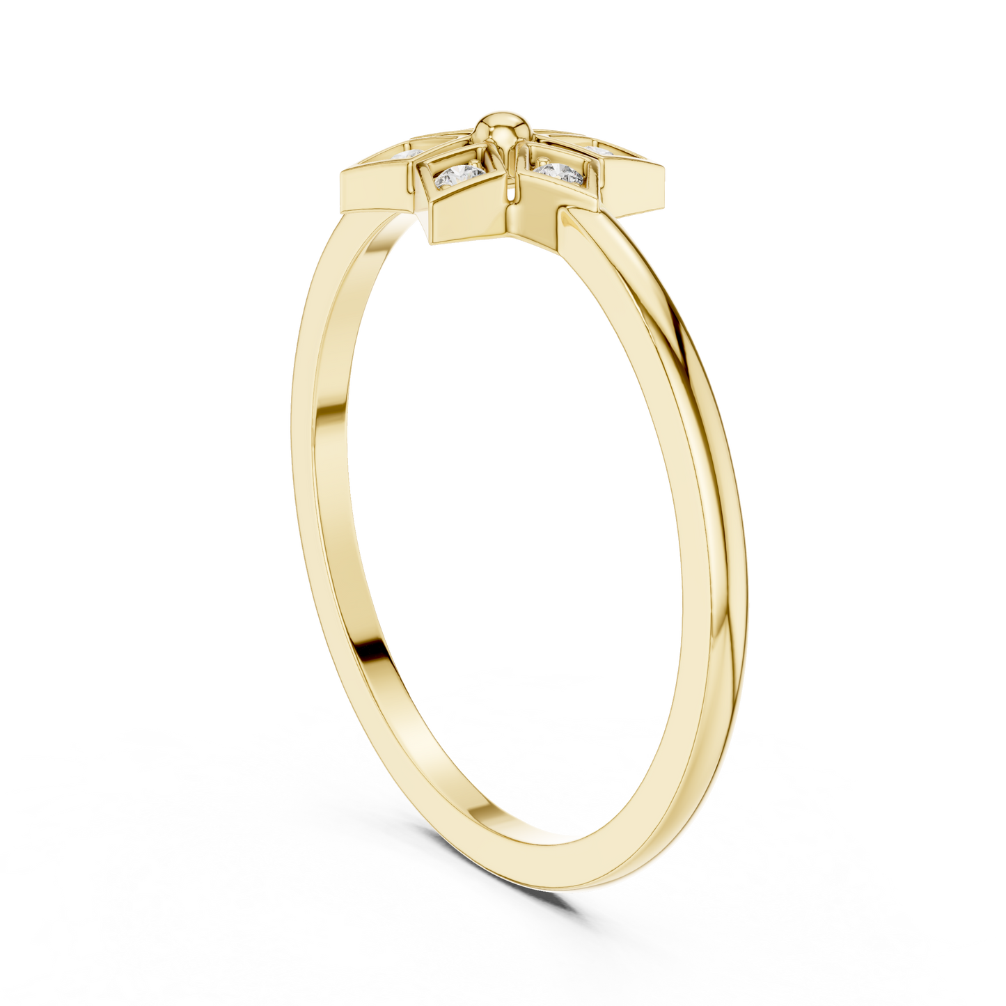 Round Lab Grown Diamond Hexagon Flower Ring