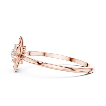 Round Lab Grown Diamond Five Petal Flower Ring