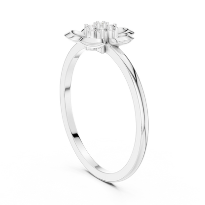 Round Lab Grown Diamond Five Petal Flower Ring