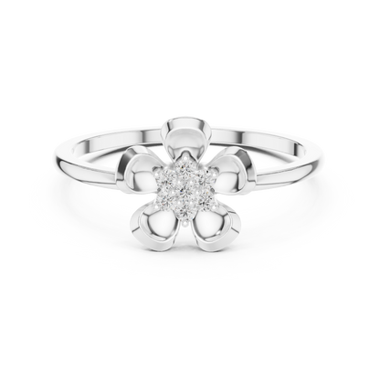 Round Lab Grown Diamond Five Petal Flower Ring