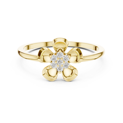 Round Lab Grown Diamond Five Petal Flower Ring