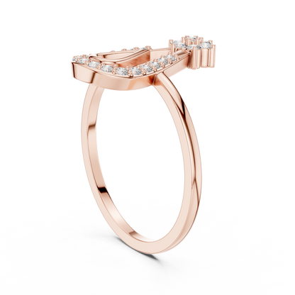 Round Lab Grown Diamond Pear Outline Ring