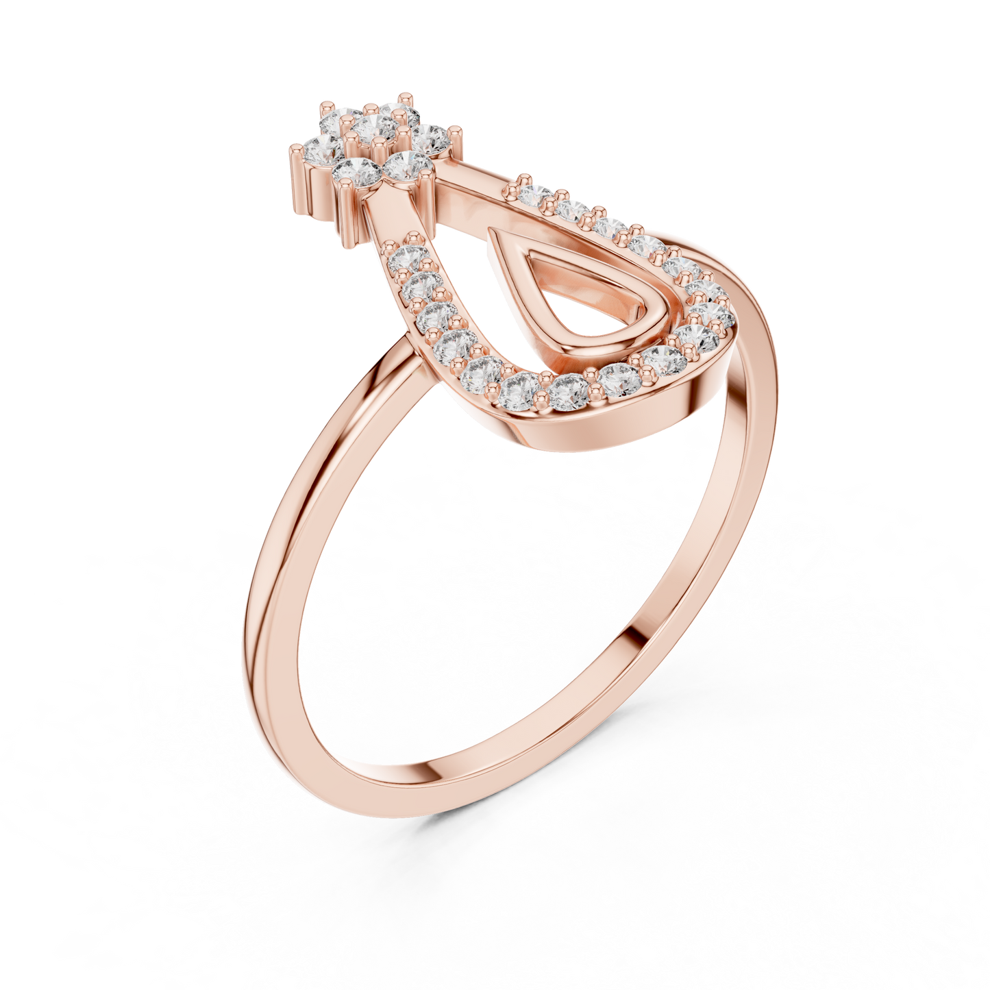Round Lab Grown Diamond Pear Outline Ring