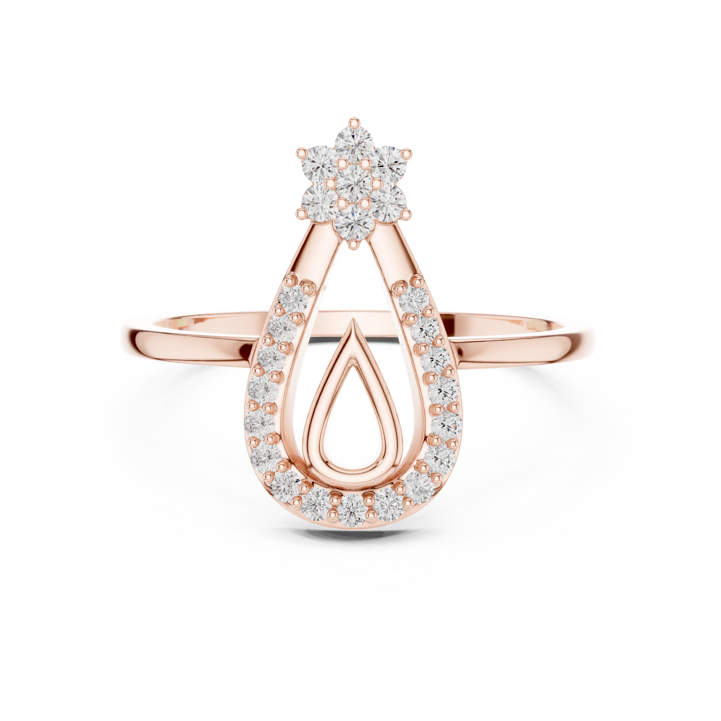 Round Lab Grown Diamond Pear Outline Ring