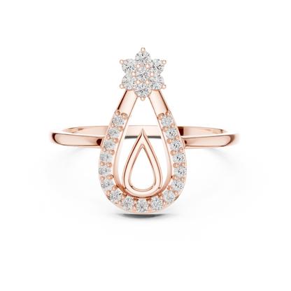 Round Lab Grown Diamond Pear Outline Ring