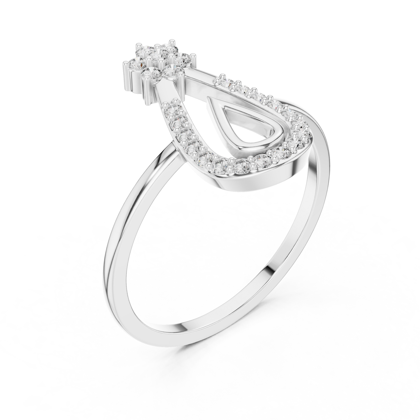 Round Lab Grown Diamond Pear Outline Ring