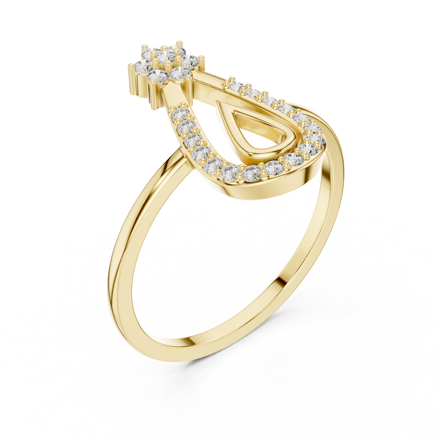 Round Lab Grown Diamond Pear Outline Ring