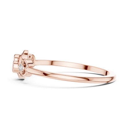 Round Cut Lab Grown Diamond Three Stone Floral Ring