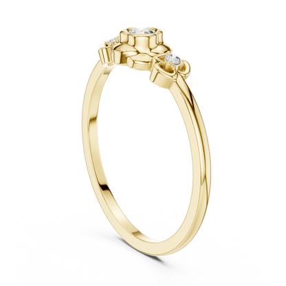 Round Cut Lab Grown Diamond Three Stone Floral Ring