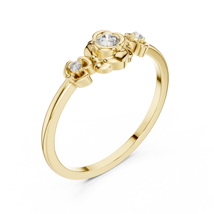 Round Cut Lab Grown Diamond Three Stone Floral Ring