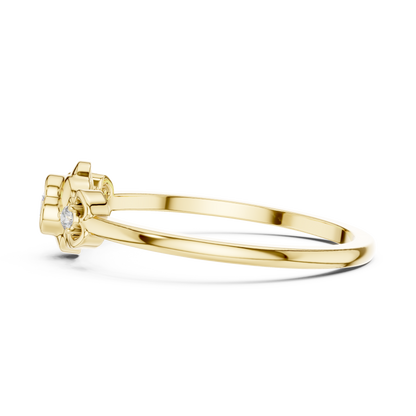 Round Cut Lab Grown Diamond Three Stone Floral Ring
