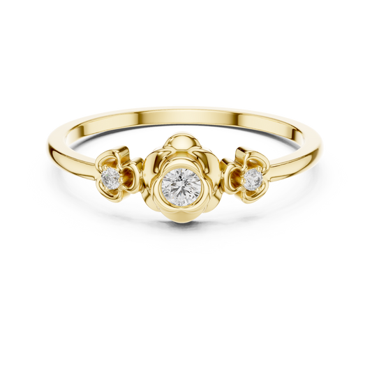 Round Cut Lab Grown Diamond Three Stone Floral Ring