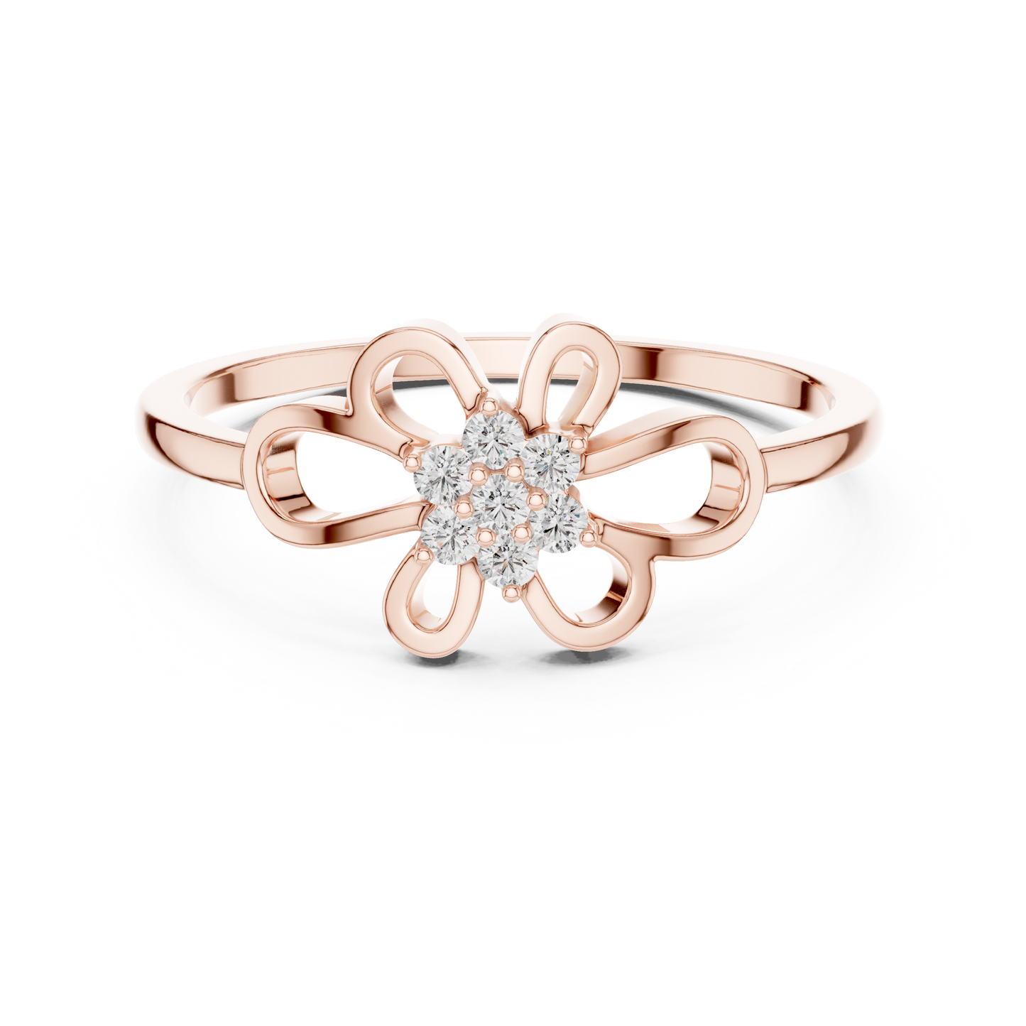 Round Lab Grown Diamond Filigree Blossom Ring
