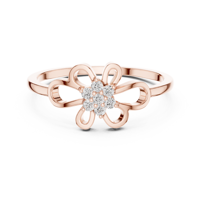 Round Lab Grown Diamond Filigree Blossom Ring
