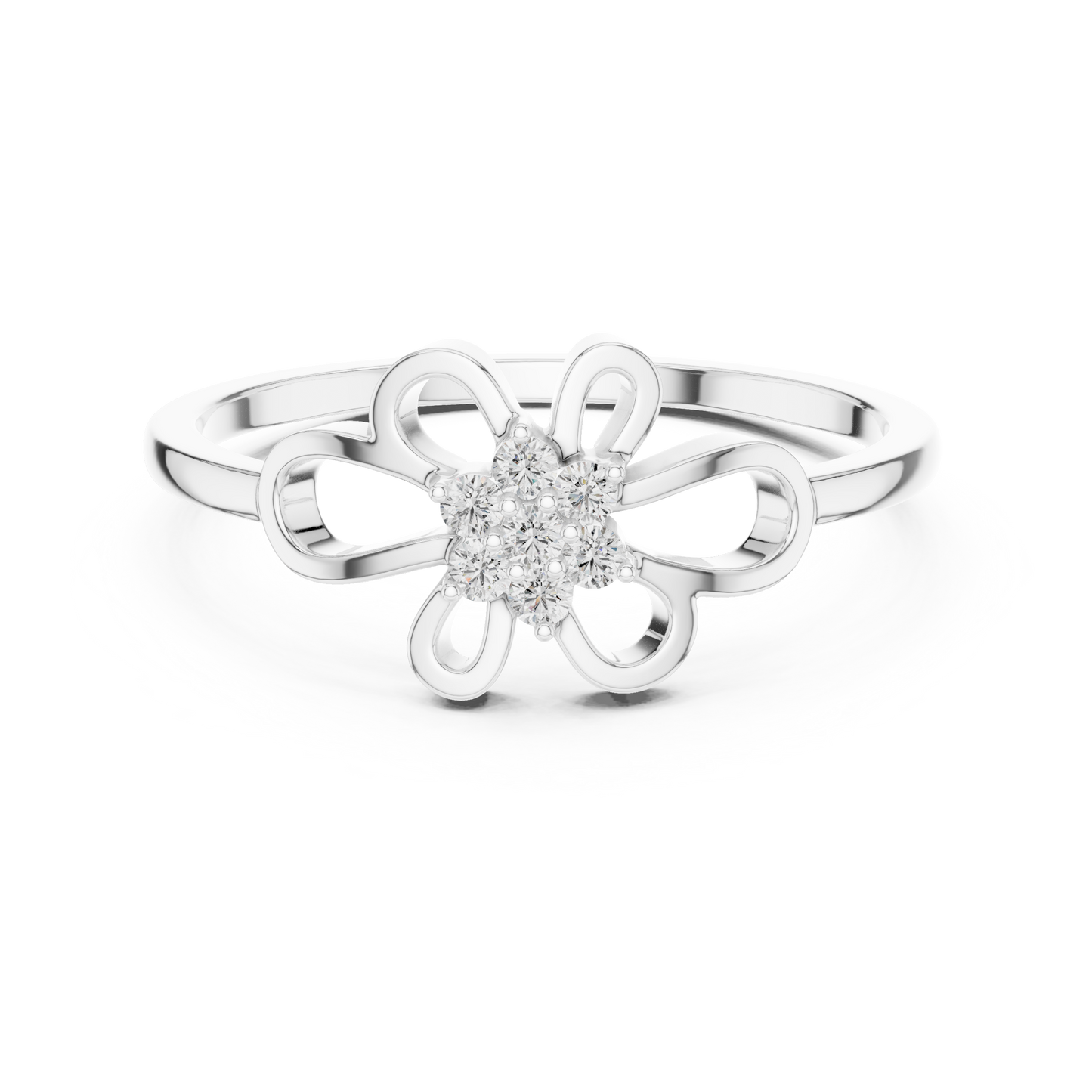 Round Lab Grown Diamond Filigree Blossom Ring