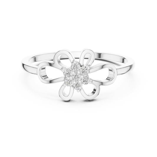 Round Lab Grown Diamond Filigree Blossom Ring