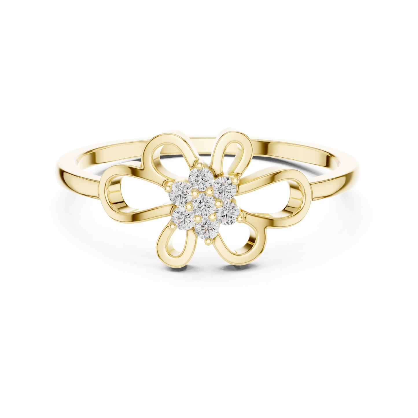 Round Lab Grown Diamond Filigree Blossom Ring