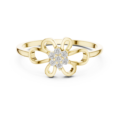 Round Lab Grown Diamond Filigree Blossom Ring